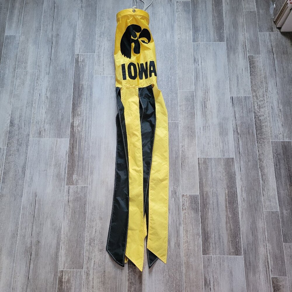Iowa Hawkeyes Windsock, University of Iowa, Black/Yellow Streamers, NWOT